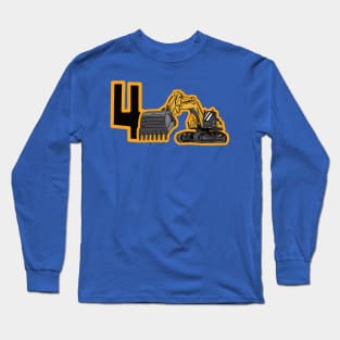 4th Birthday Tshirt Excavator Birthday Long Sleeve T-Shirt